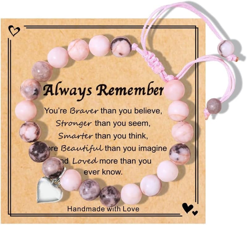 Sweet Heart Natural Stone Beaded Bracelet for Girls