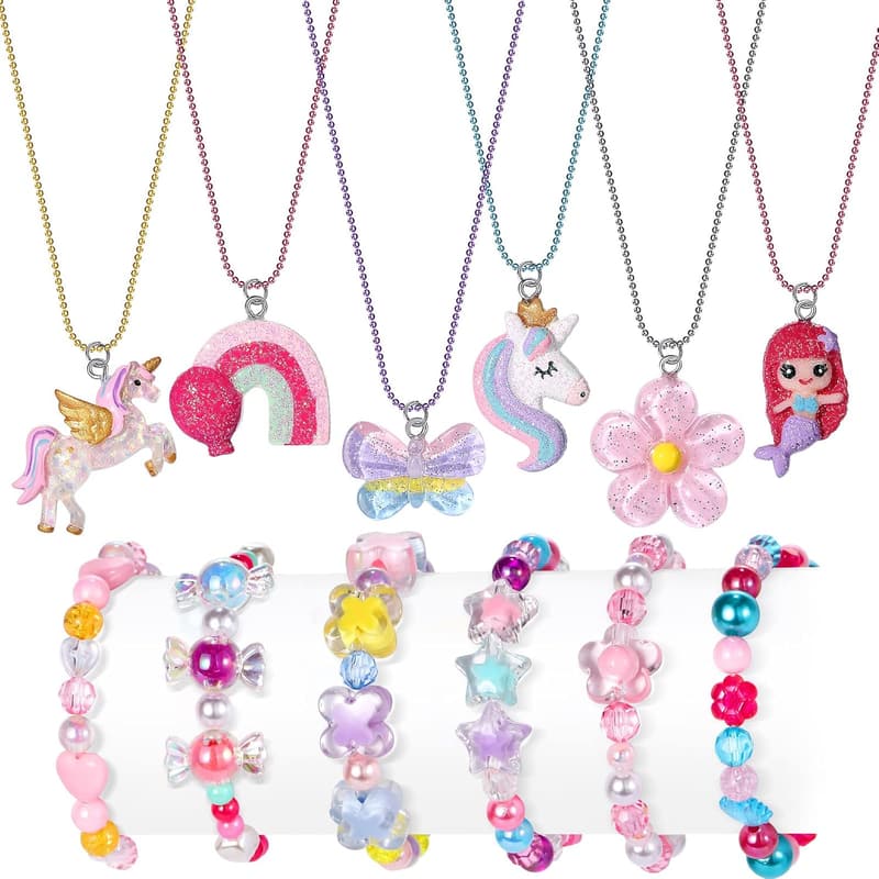 Colorful Unicorn Mermaid Beaded Bracelets Set for Girls