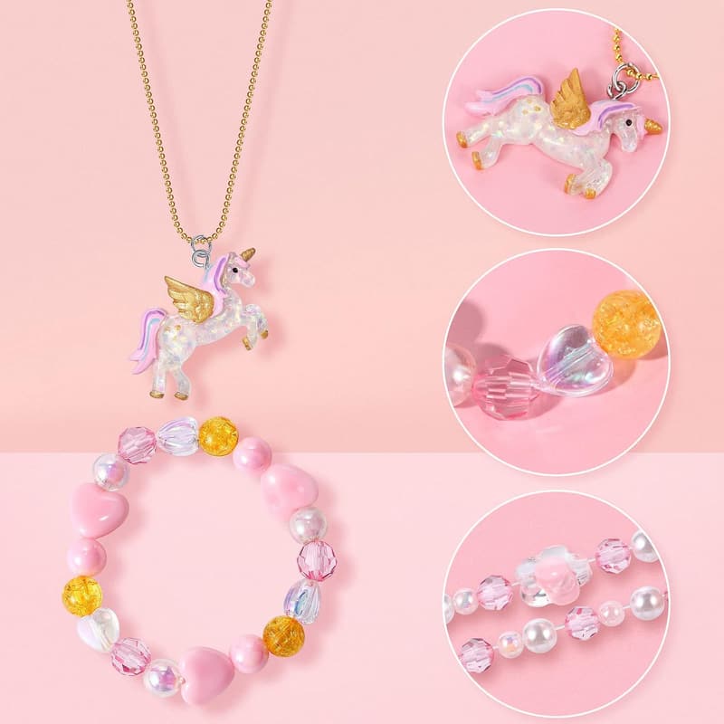 Colorful Unicorn Mermaid Beaded Bracelets Set for Girls