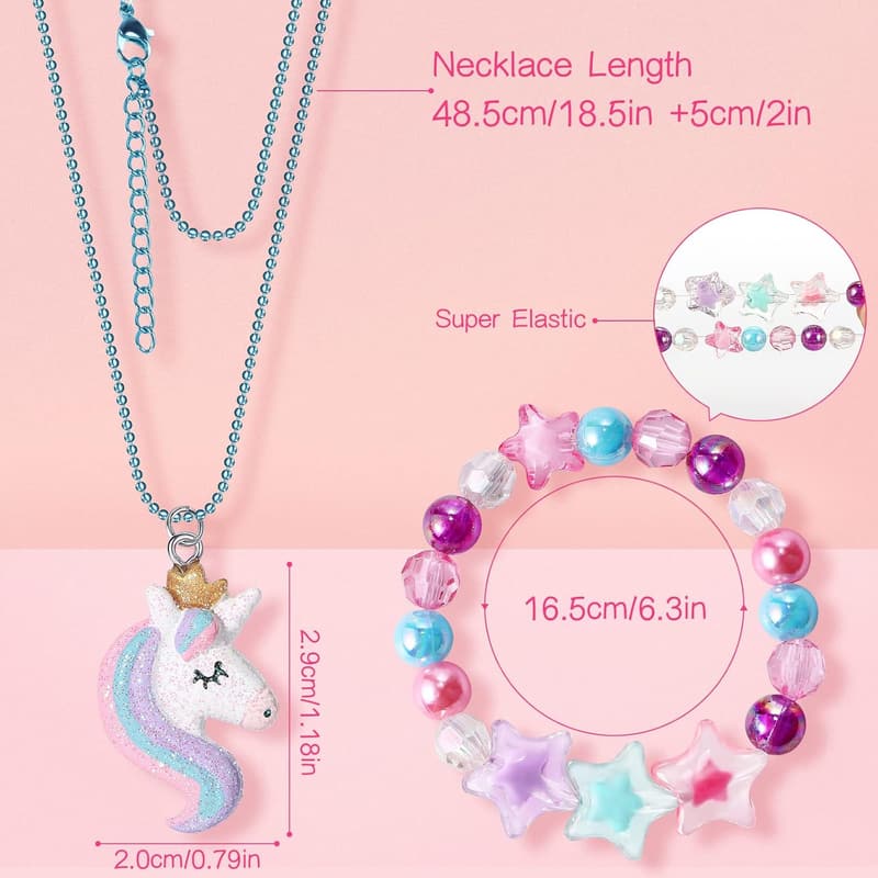 Colorful Unicorn Mermaid Beaded Bracelets Set for Girls