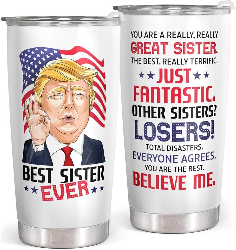 Sister Birthday Gift - 20 oz White Stainless Steel Tumbler