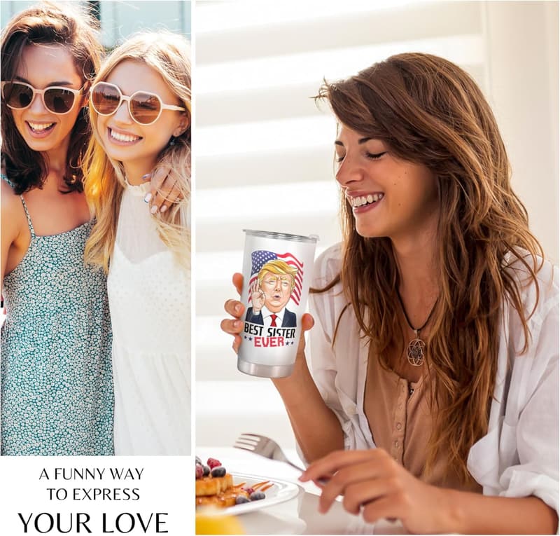 Sister Birthday Gift - 20 oz White Stainless Steel Tumbler