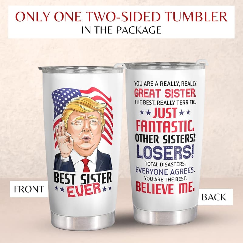 Sister Birthday Gift - 20 oz White Stainless Steel Tumbler