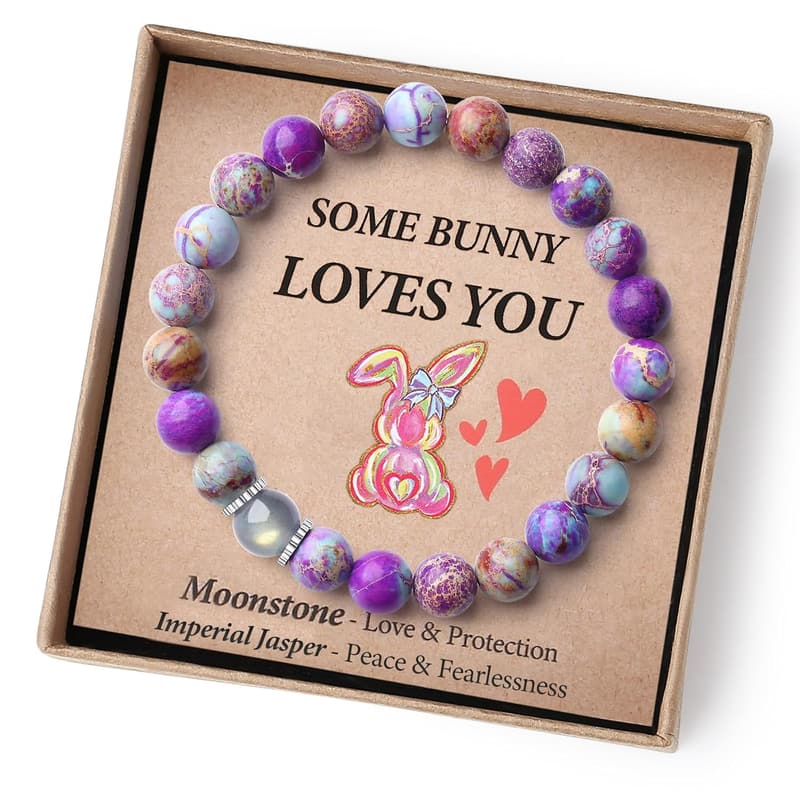 Easter Moonstone Bracelet for Kids and Teens, Unique Gift