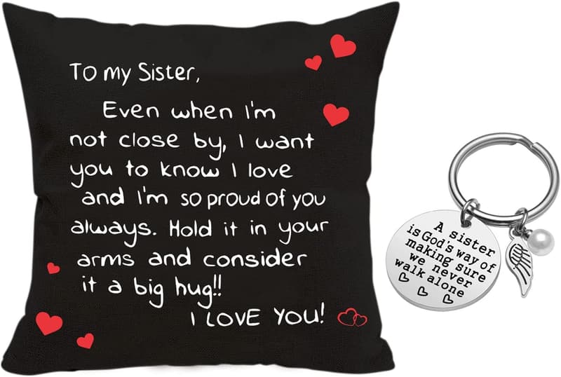 Sisters Pillow Cover with Keychain - Thoughtful Gift for Sisters