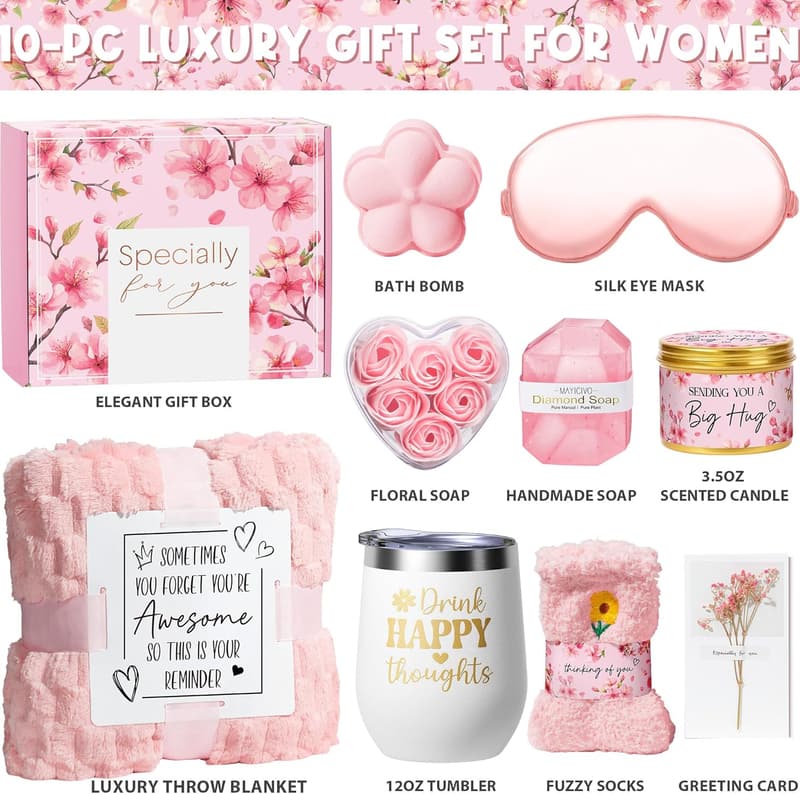Cherry Blossom Spa Gift Set for Women – Relaxation Care Package