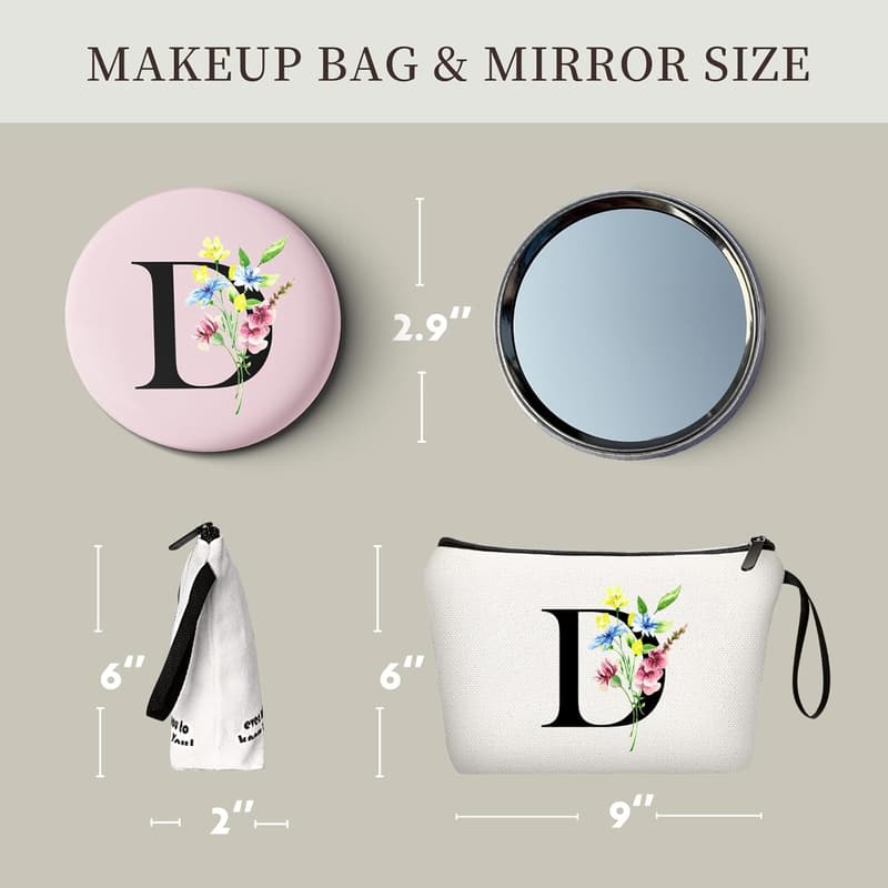 Personalized Makeup Bag with Mirror for Women - Unique Gift