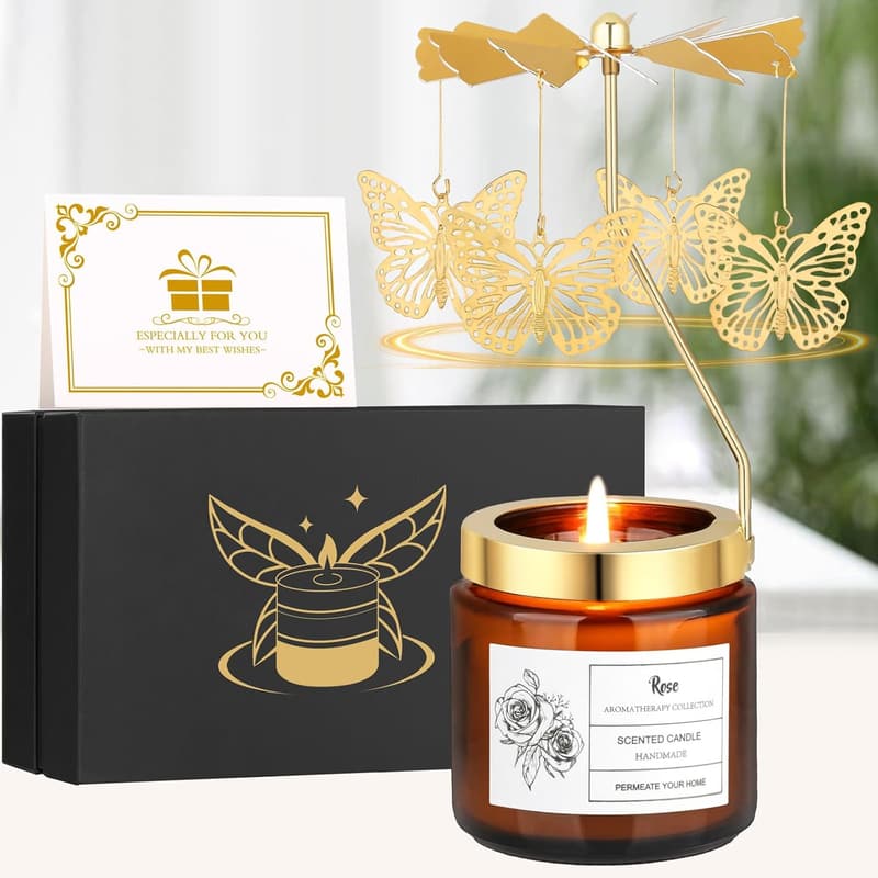 Butterfly Rose Scented Candle Gift for Women - Anniversary & Birthday