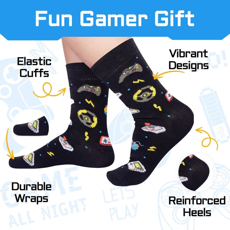 Gaming Gifts for Teens: Socks & Card Combo for Ages 4-18