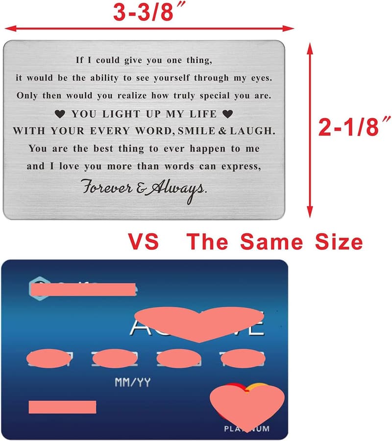 Anniversary Engraved Wallet Card Inserts for Him