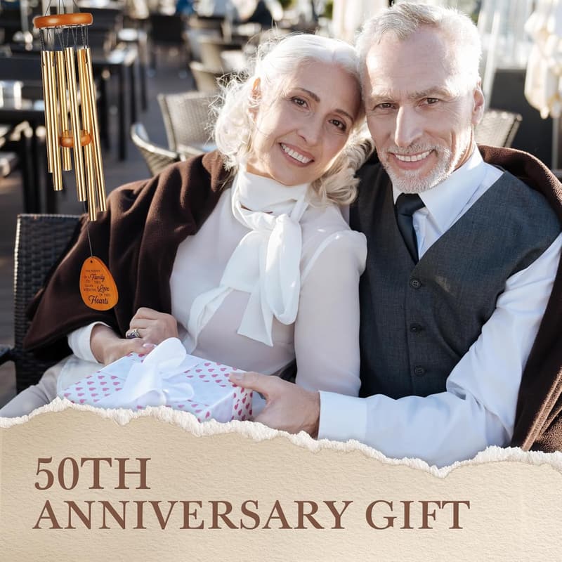 50th Anniversary Wind Chime – Golden Keepsake for Couples
