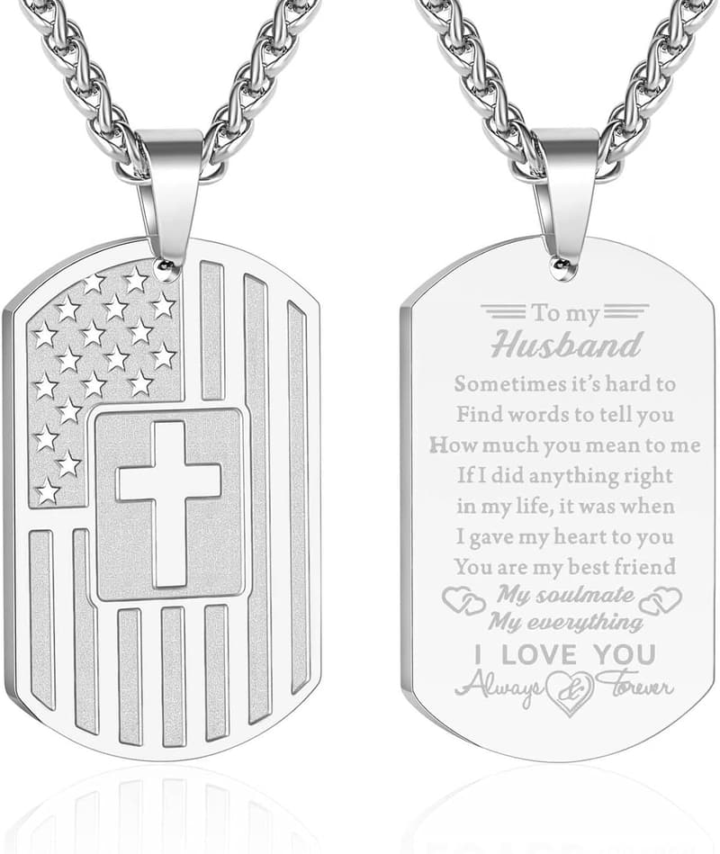 Graduation Gift: American Flag Cross Necklace for Men