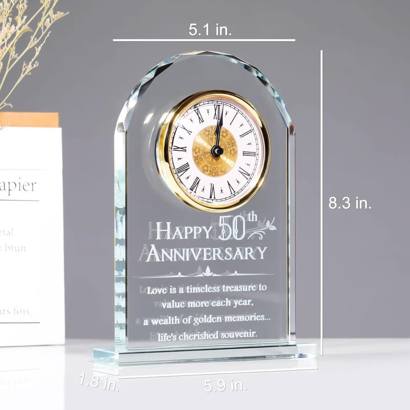 50th Wedding Anniversary Quartz Clock Gift for Couples