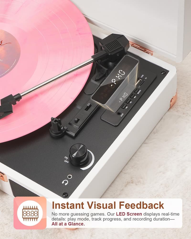 Bluetooth Vintage Vinyl Record Player with Built-in Speakers