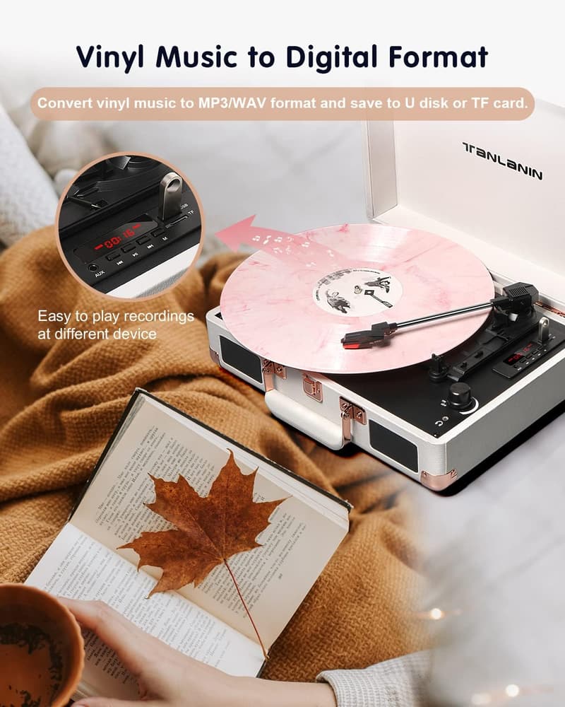 Bluetooth Vintage Vinyl Record Player with Built-in Speakers