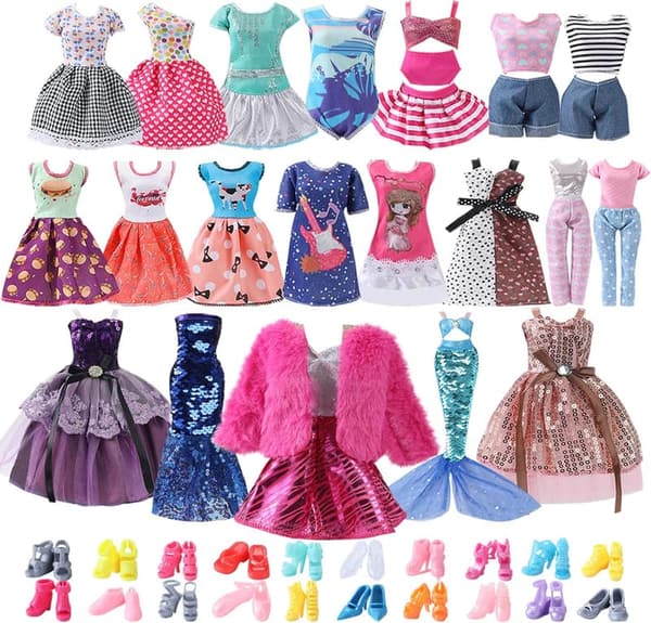 Lady Cat Doll Clothes Set with 25 Outfits and Accessories