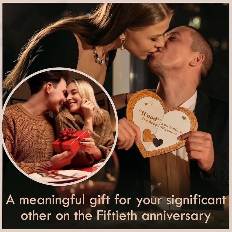 50th Anniversary Wood Heart Plaque for Couples