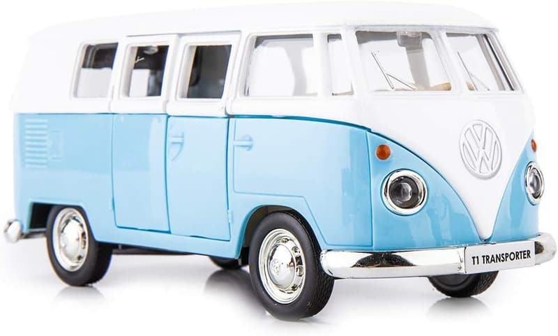 Zinc Alloy Pull Back Bus Model Toy for Kids (Blue)