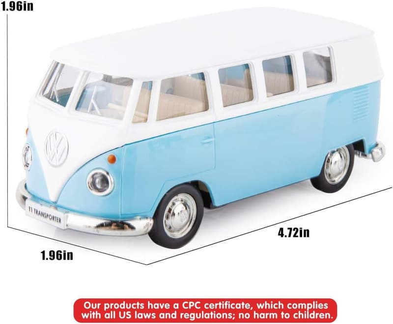 Zinc Alloy Pull Back Bus Model Toy for Kids (Blue)