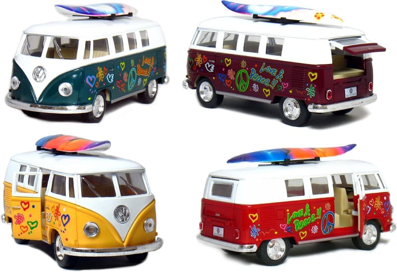 1962 Volkswagen Classic Bus Model Set with Surfboard - 1:32 Scale