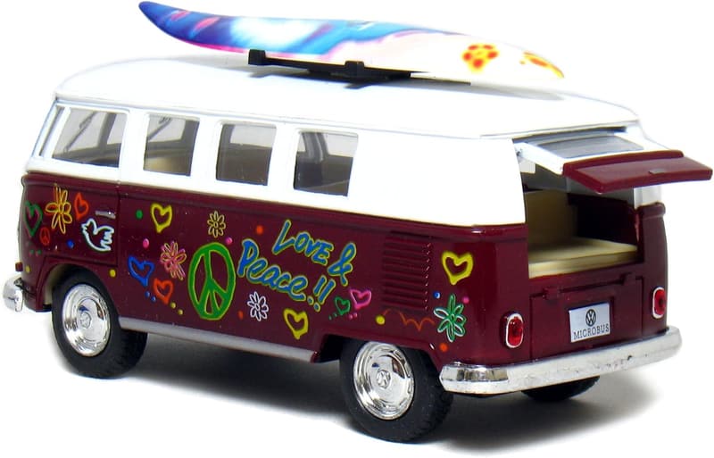 1962 Volkswagen Classic Bus Model Set with Surfboard - 1:32 Scale