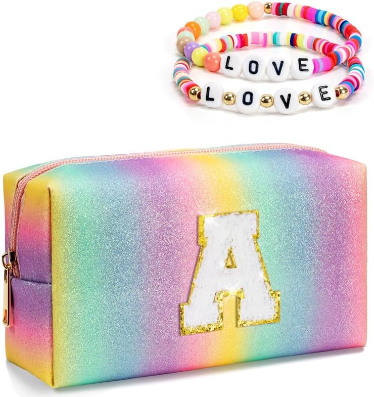 Birthday Makeup Bag for Girls, Personalized Initials