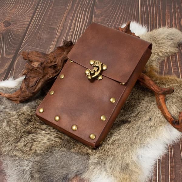 Medieval Festival Belt Pouch & Bottle Brown Fanny Pack