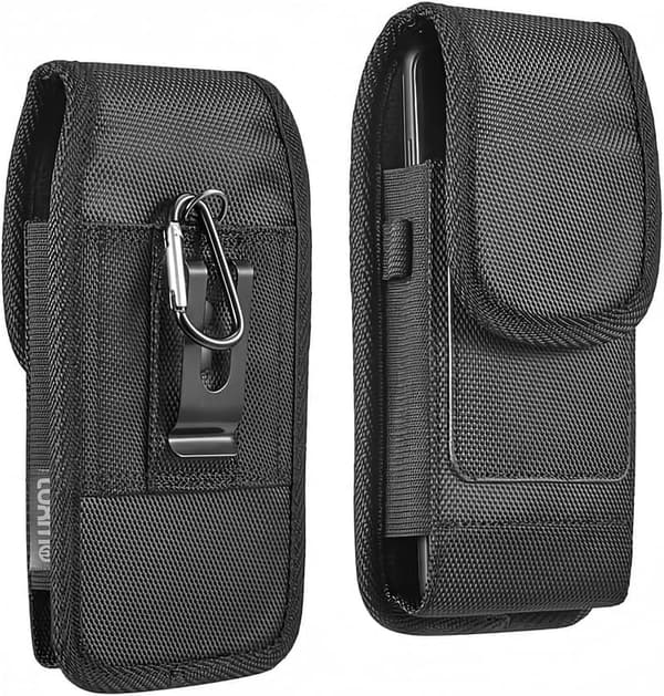 Black Nylon Cell Phone Holster with Belt Clip for iPhone SE/8/7/6s
