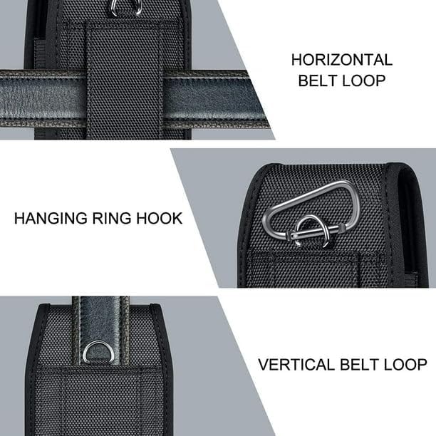 Black Nylon Cell Phone Holster with Belt Clip for iPhone SE/8/7/6s