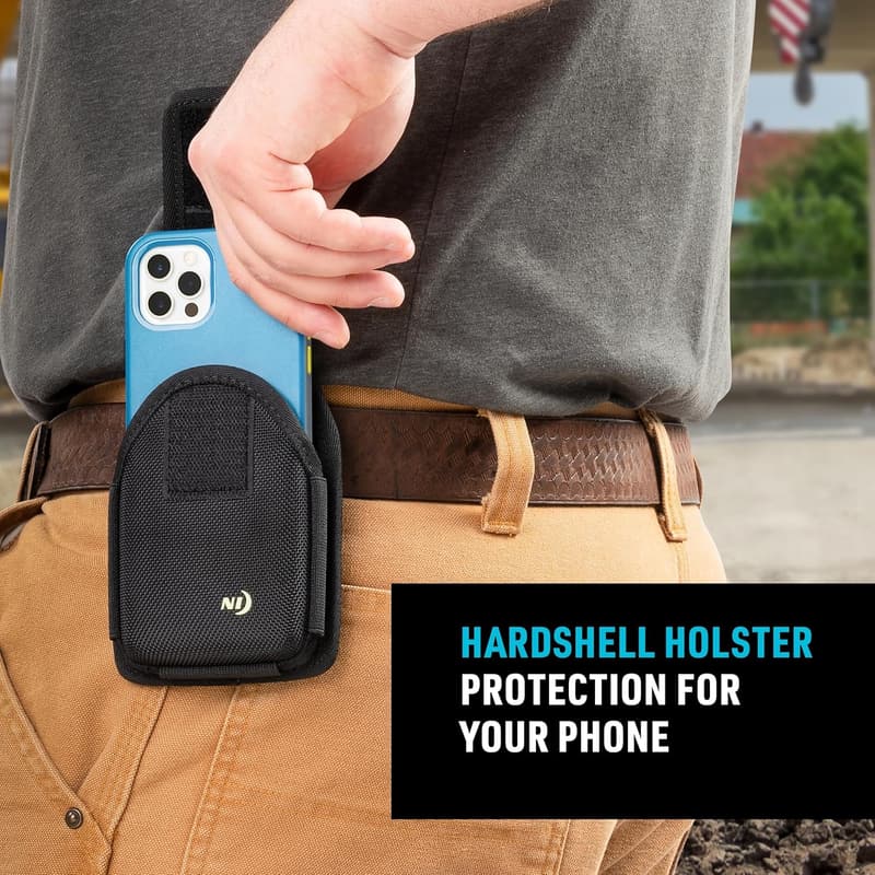 Universal Rugged Phone Holster with Belt Clip - Black