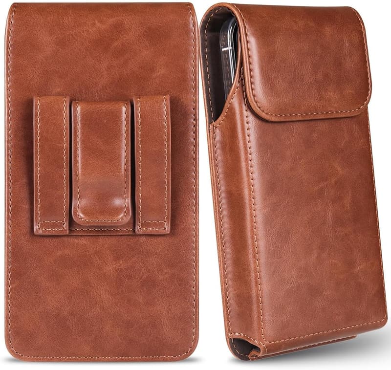 Universal Phone Belt Holster Case – Brown for Galaxy & Pixel