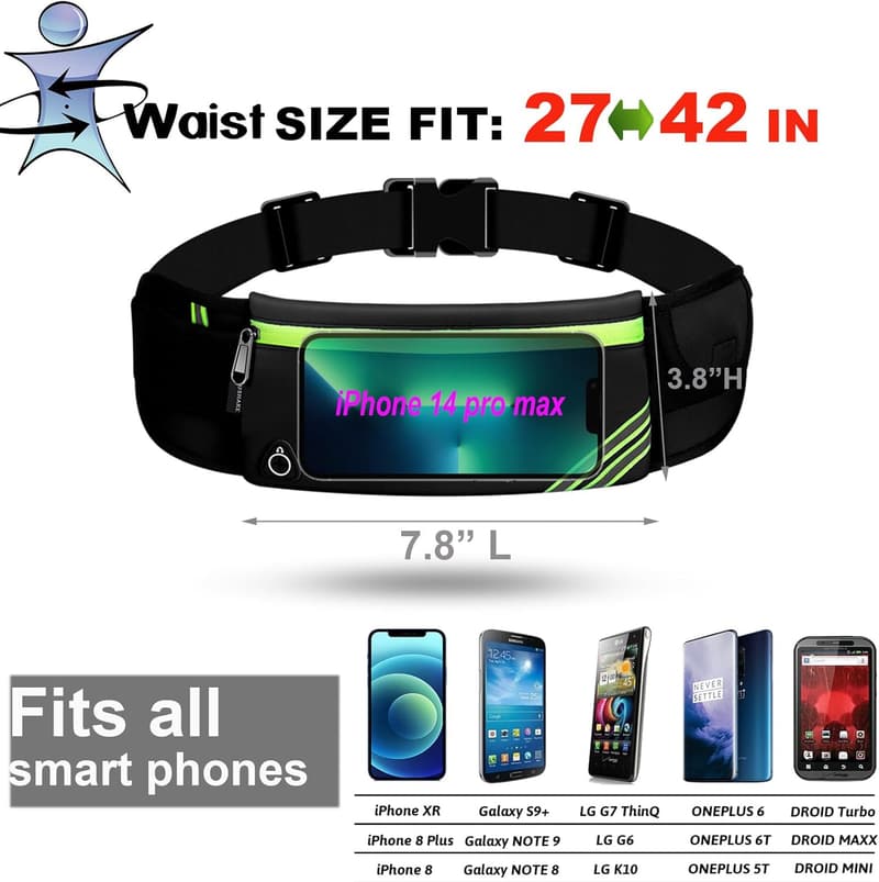 Bounce-Free Pouch Running Belt for iPhone & Galaxy Users