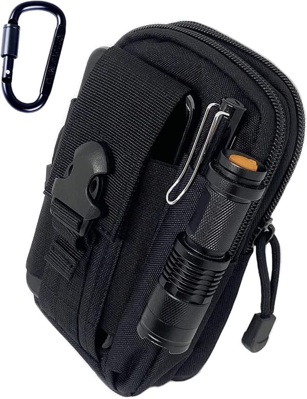 Multipurpose Tactical Waist Pouch - Black Phone Case with Zipper