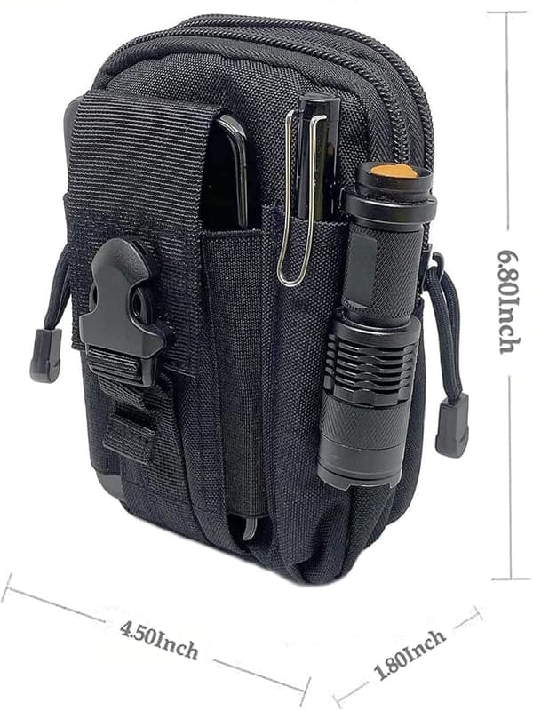 Multipurpose Tactical Waist Pouch - Black Phone Case with Zipper