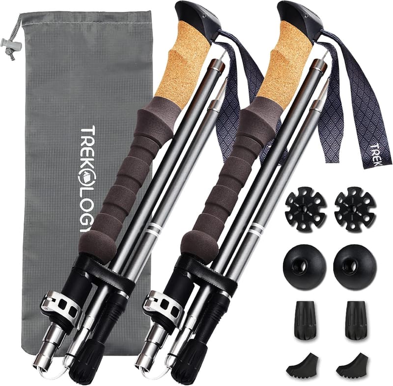 Lightweight Adjustable Trekking Poles with Cork Grip