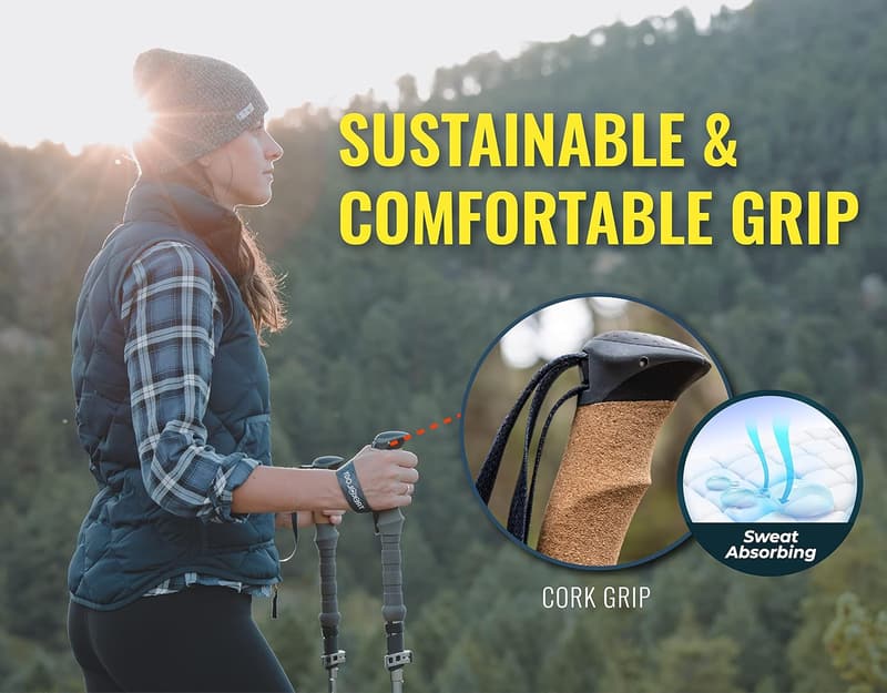 Lightweight Adjustable Trekking Poles with Cork Grip