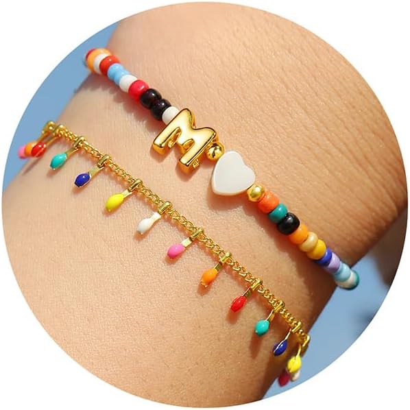 Colorful Beaded Bracelets for Women - Trendy Boho Gold Charms