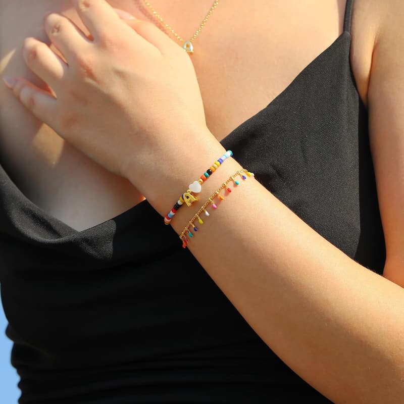 Colorful Beaded Bracelets for Women - Trendy Boho Gold Charms