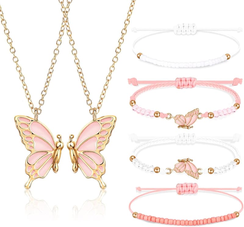 Best Friend Butterfly Necklace & Bracelet Set