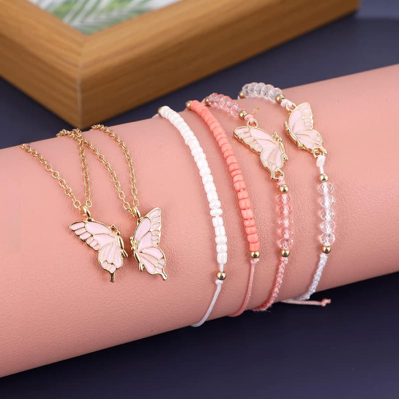 Best Friend Butterfly Necklace & Bracelet Set