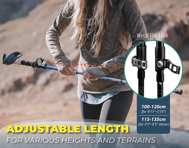 Collapsible Hiking Poles - Balance Support for Seniors, 2pc Set