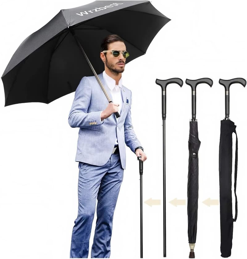 Lightweight 2-in-1 Walking Cane Umbrella – Perfect Father's Day Gift