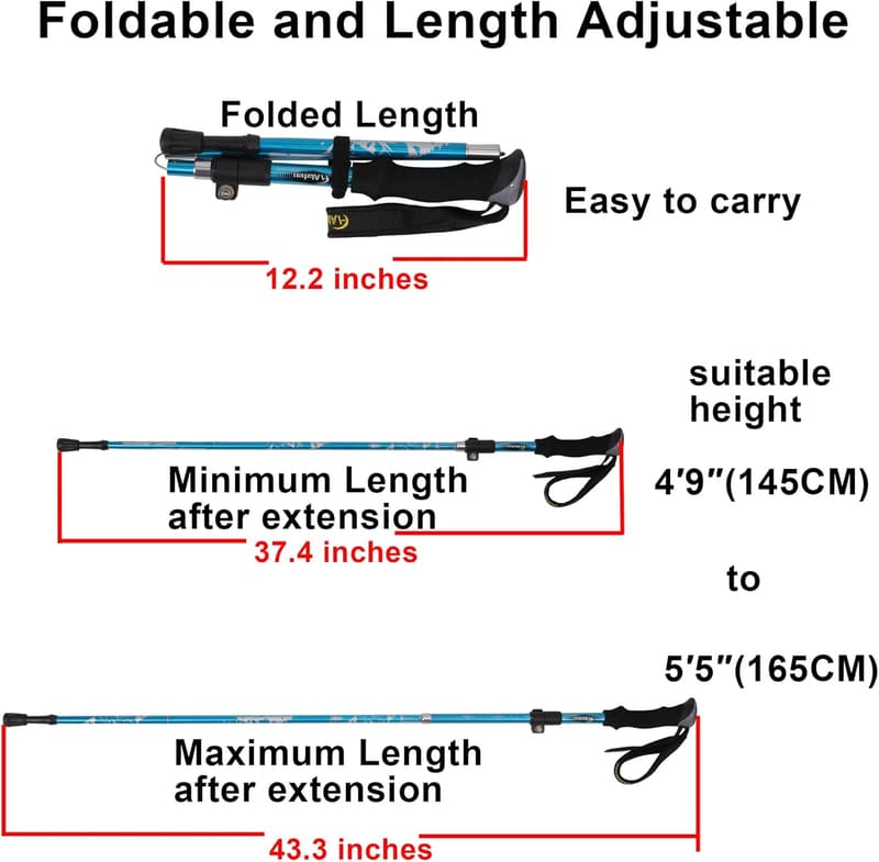 Lightweight Adjustable Trekking Pole - 7075 Aluminum Hiking Stick