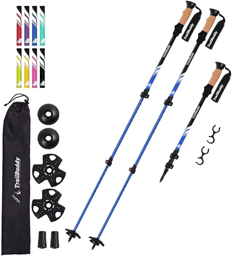 Lightweight Collapsible Trekking Poles with Cork Grip - Pair