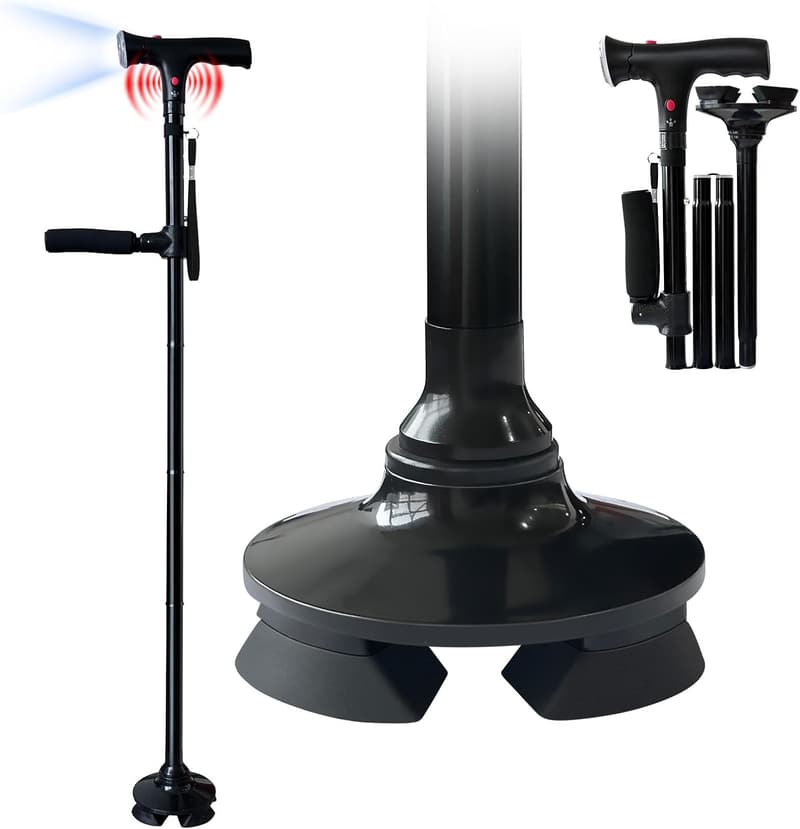 Adjustable Medicane Walking Cane with LED Light & Alarm for Seniors