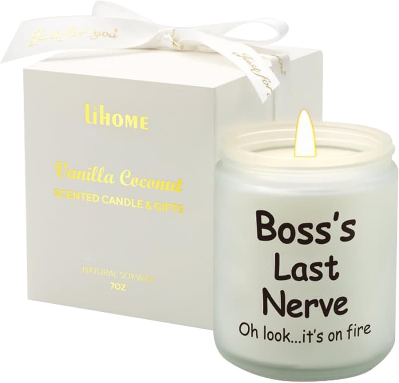 Boss Day Natural Soy Wax Vanilla Coconut Candle (7oz) for Women