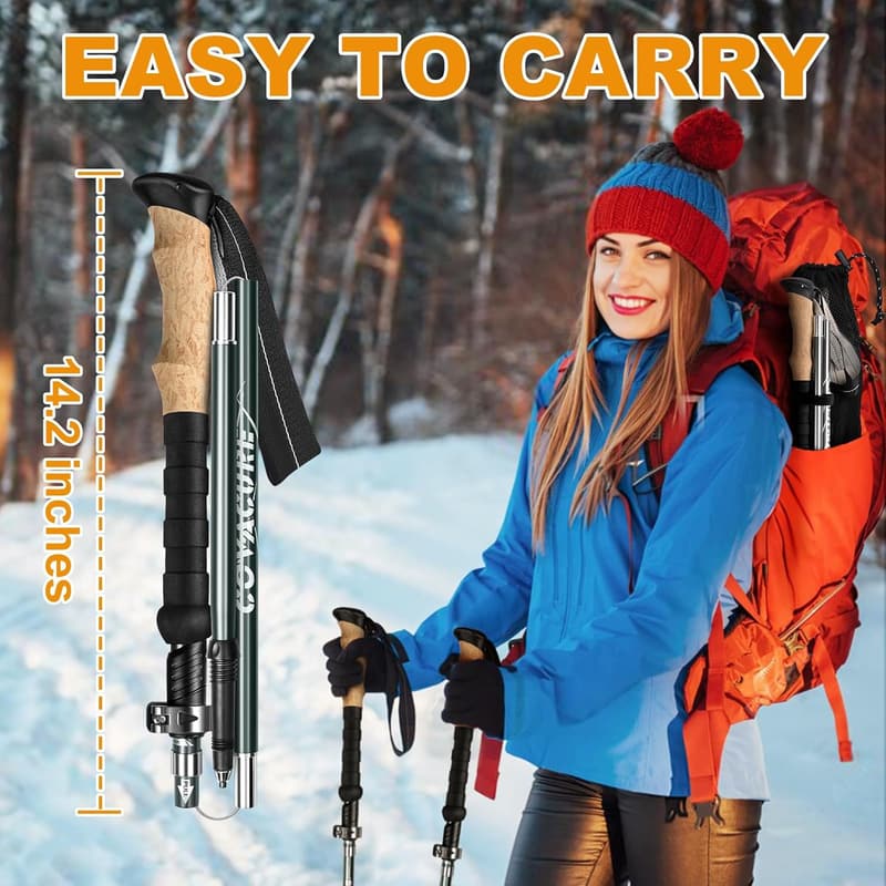 Collapsible Anti-Shock Trekking Poles for Hiking and Climbing