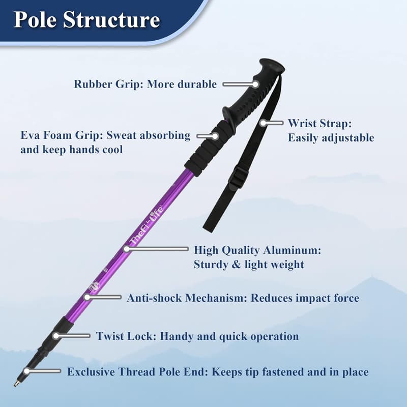 Ultralight Nordic Trekking Poles with Anti-Shock System
