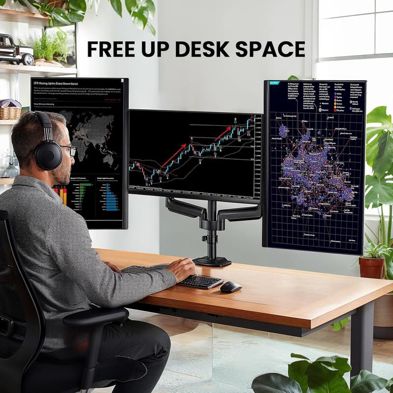 Premium Aluminum Triple Monitor Mount for 13-27