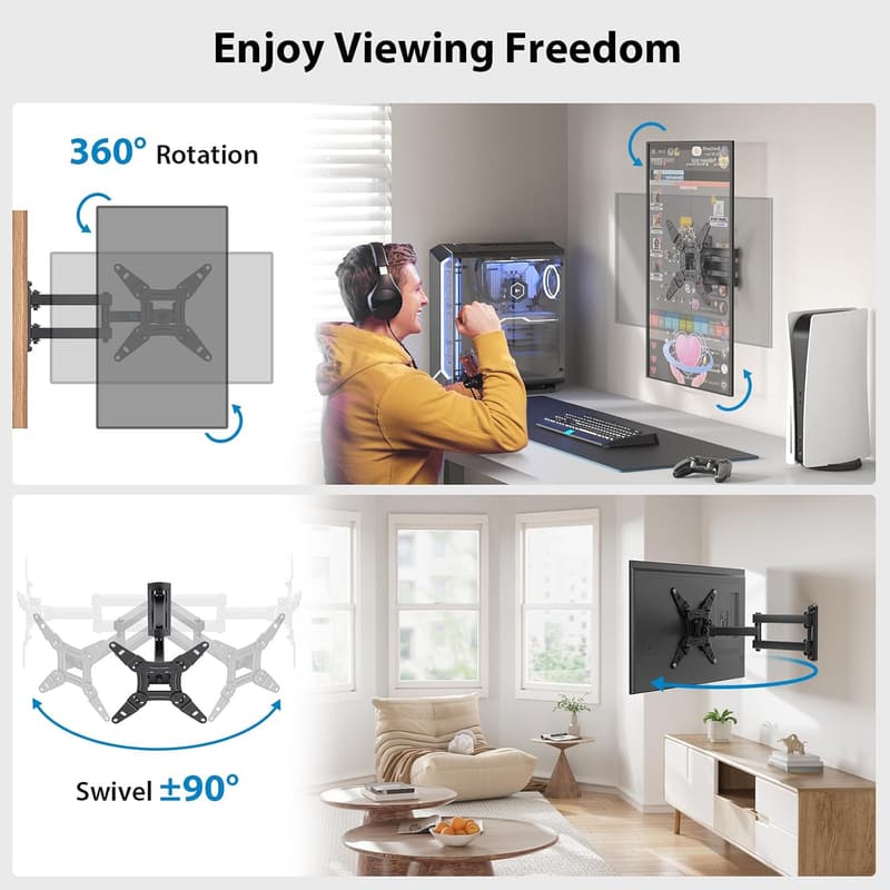 Full Motion TV Wall Mount Bracket for 13-42 Inch Screens
